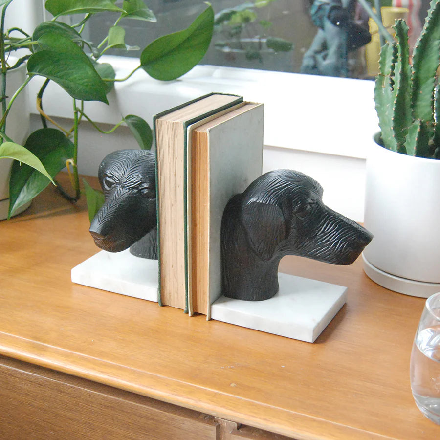 Dog Bookends Set - Black