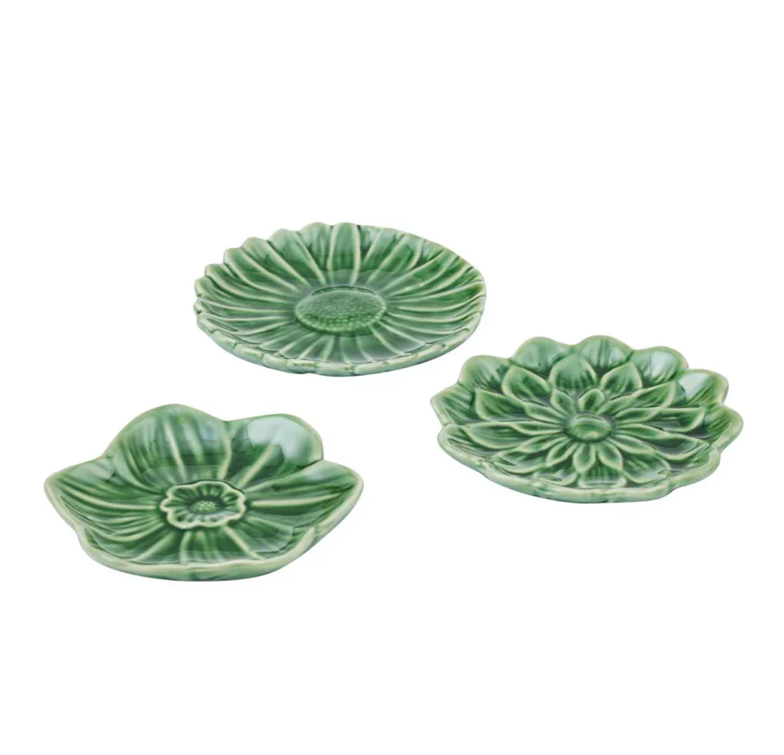 Fleurette Ceramic Dish - Glazed Green