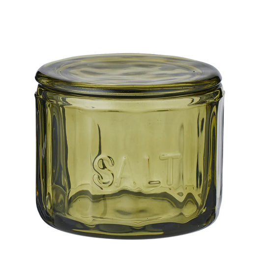 Lia Glass Salt Jar - Green