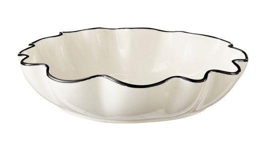 Winslow Medium Ceramic Bowl - Ivory / Black