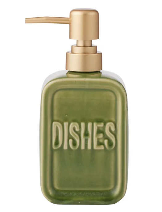 'Dishes' Ceramic Soap Dispenser - Olive