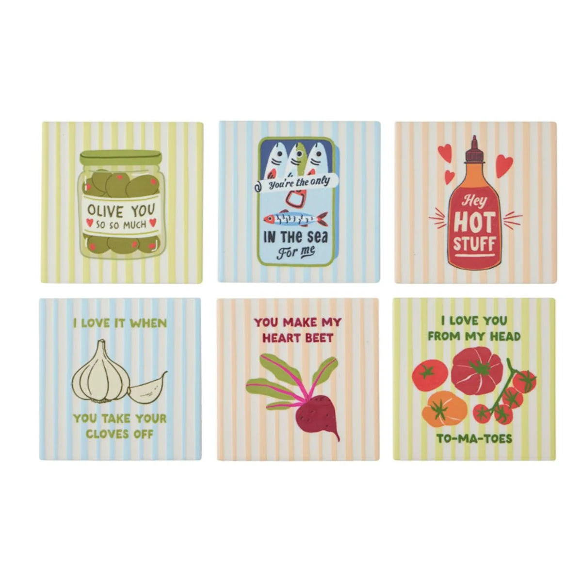 Foodie Ceramic Coaster 10cm 6 assorted