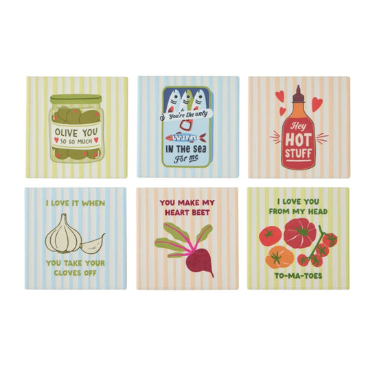 Foodie Ceramic Coaster 10cm 6 assorted