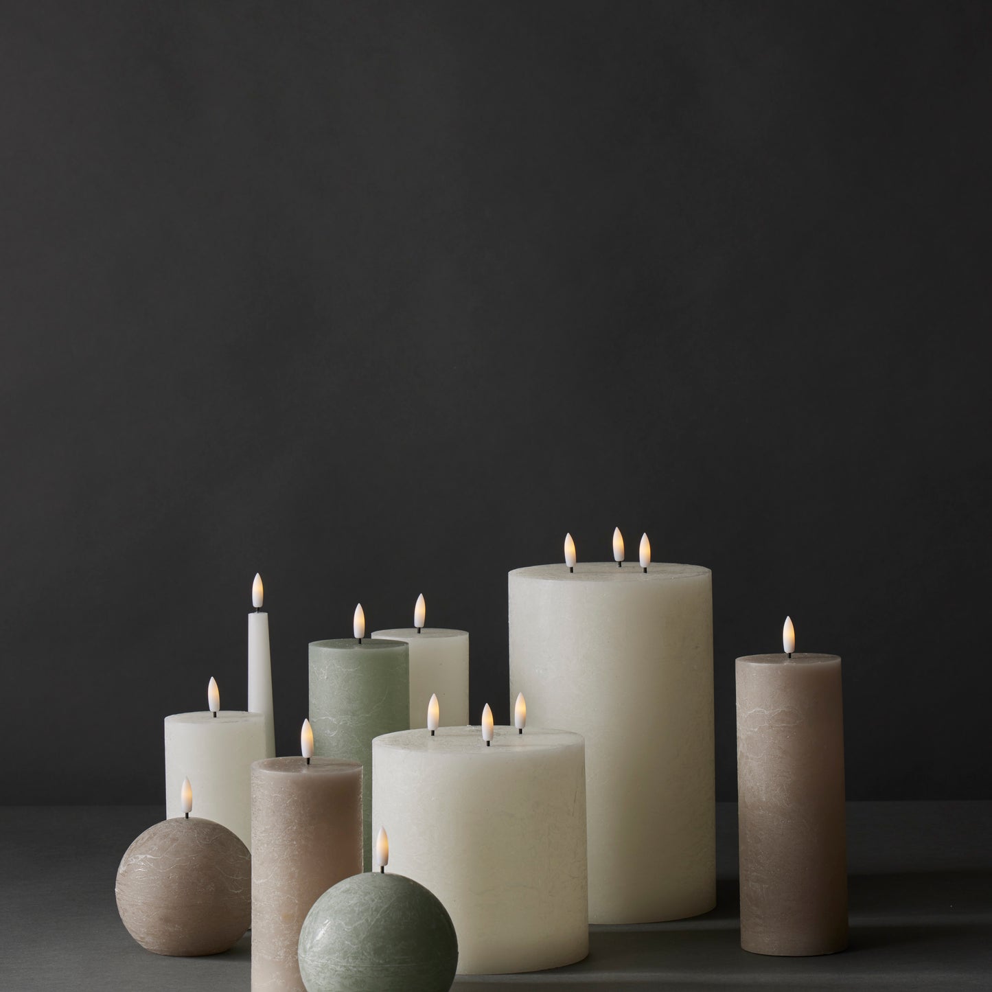 Hughe LED Flickering 15cm Candle - Taupe
