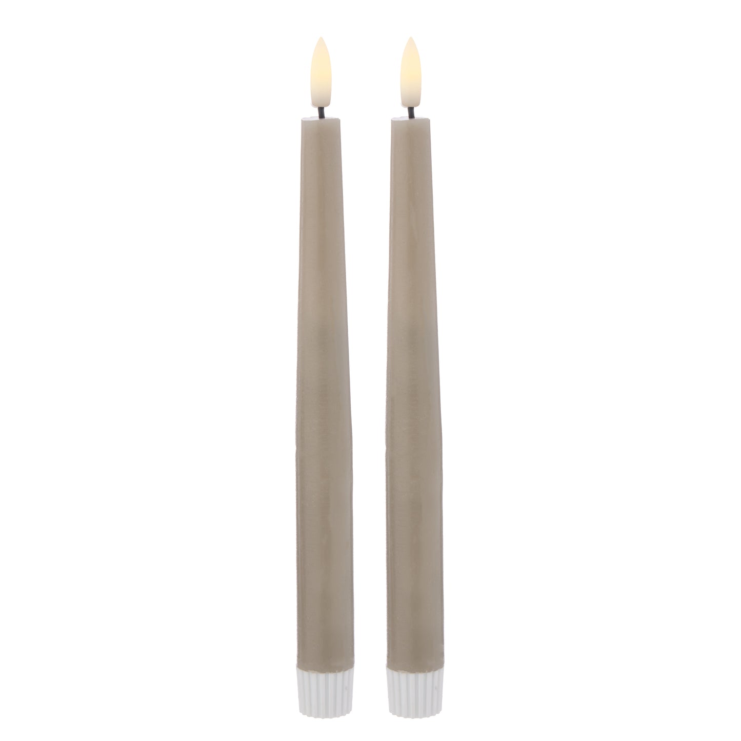 Set of 2 Hughe LED Flickering Taper Candles - Taupe