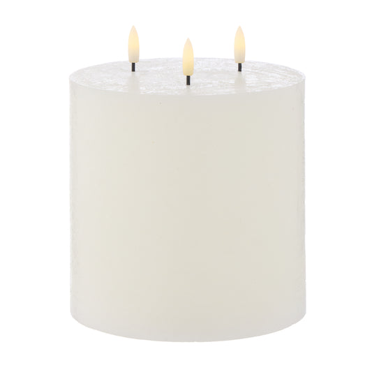 Hughe LED Flickering Short Pillar Candle - White